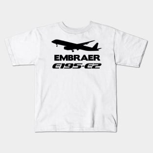 Embraer E195-E2 Silhouette Print (Black) Kids T-Shirt